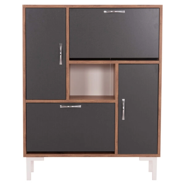 ΠΑΠΟΥΤΣΟΘΗΚΗ MEDY HM18187.02 ΜΕΛΑΜΙΝΗ ΣΕ ΦΥΣΙΚΟ & ΑΝΘΡΑΚΙ-ΜΑΥΡΑ ΠΟΔΙΑ 85x30x108.5Υεκ
