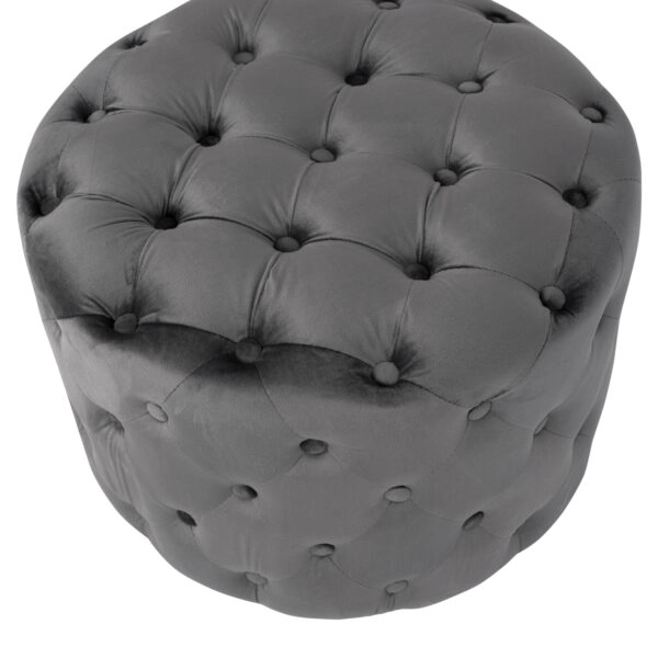ΣΚΑΜΠΟ KASSIE  ΓΚΡΙ ΒΕΛΟΥΔΟ ΤΥΠΟΥ CHESTERFIELD HM8406.01 Φ60x43Υ εκ.