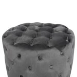 ΣΚΑΜΠΟ KASSIE  ΓΚΡΙ ΒΕΛΟΥΔΟ ΤΥΠΟΥ CHESTERFIELD HM8406.01 Φ60x43Υ εκ.