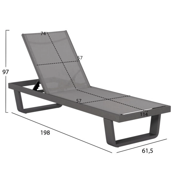 ΞΑΠΛΩΣΤΡΑ ΑΛΟΥΜΙΝΙΟΥ ΜΕ ΥΦΑΣΜΑ TESLIN RICKON HM6292.01 ΣΕ ΓΚΡΙ 198x61,5x97Υεκ.