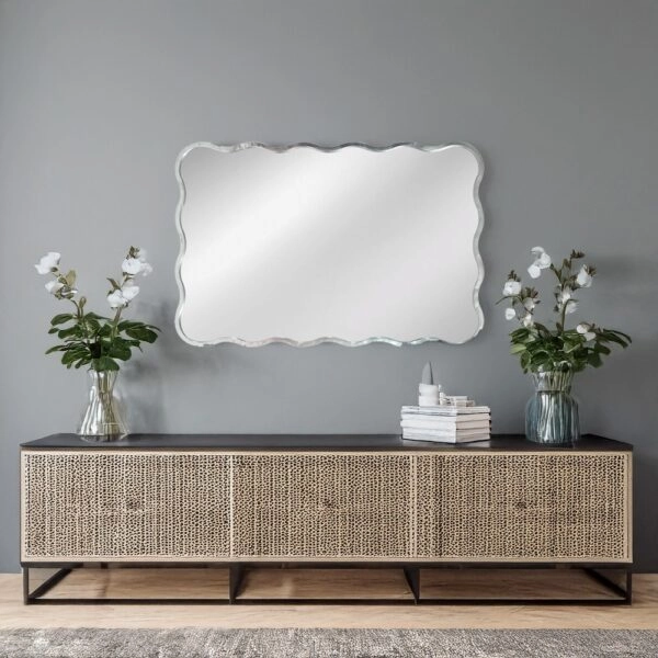 Artekko Dia Ασημί Μεταλλικός Καθρέπτης Τοίχου (61x2.5x91)cm