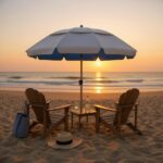 Ομπρέλα θαλάσσης αλουμινίου Malibu Megapap με UPF 50+ προστασία χρώμα ασημί - γαλάζιο Ø2m