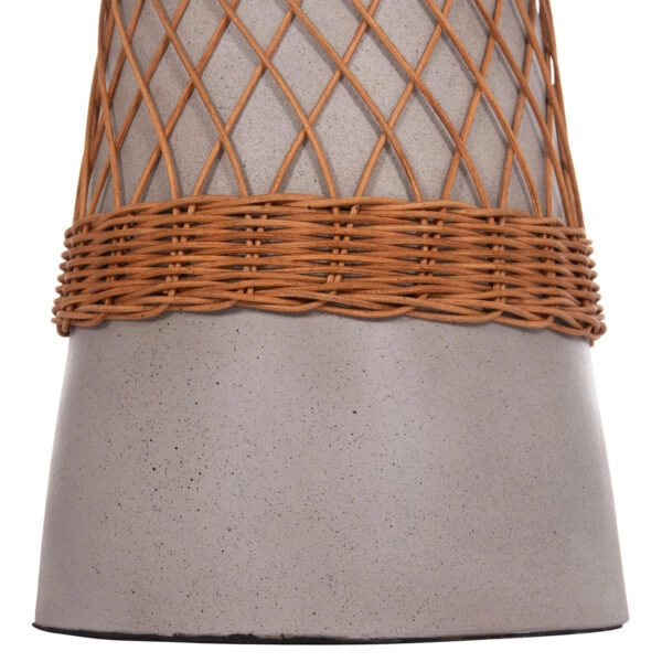 ΒΟΗΘΗΤΙΚΟ ΤΡΑΠΕΖΙ ΣΤΡΟΓΓΥΛΟ DELIA HM18167.03 FIBER CEMENT ΓΚΡΙ & RATTAN Φ40x45Υεκ
