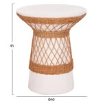 ΒΟΗΘΗΤΙΚΟ ΤΡΑΠΕΖΙ ΣΤΡΟΓΓΥΛΟ DELIA HM18167.02 FIBER CEMENT ΛΕΥΚΟ & RATTAN Φ40x45Υεκ