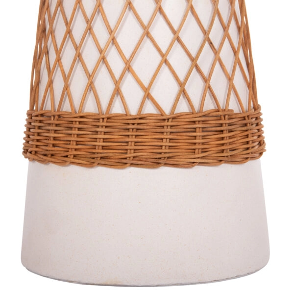 ΒΟΗΘΗΤΙΚΟ ΤΡΑΠΕΖΙ ΣΤΡΟΓΓΥΛΟ DELIA HM18167.02 FIBER CEMENT ΛΕΥΚΟ & RATTAN Φ40x45Υεκ