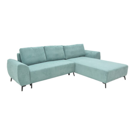 Kαναπές κρεβάτι τριθέσιος αναστρέψιμος Settee pakoworld ύφασμα με αποθηκευτικό χώρο σε σιέλ απόχρωση 286x204x93εκ