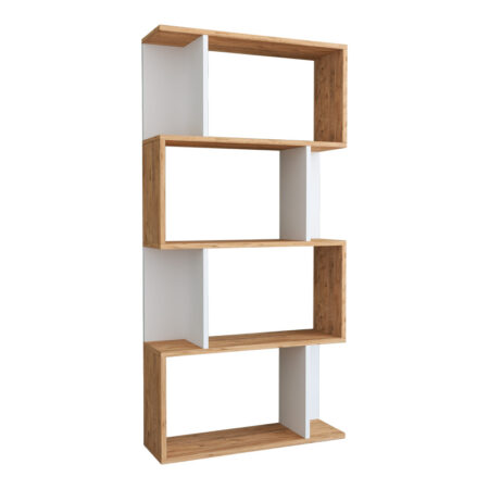 Βιβλιοθήκη Kadu σε sonoma-λευκή απόχρωση 72x22x147εκ