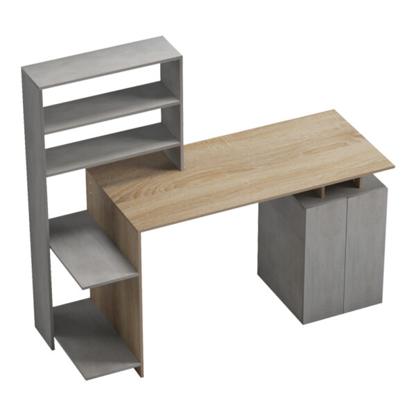 Ãñáöåßï ìå âéâëéïèÞêç êáé íôïõëÜðé Meza  óå sonoma-ãêñé cement áðü÷ñùóç 146.3x55x128.8åê