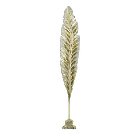 Artekko Leaf Χρυσό Μεταλλικό Επιτραπέζιο Διακοσμητικό Φύλλο (22.8x15.2x141)cm