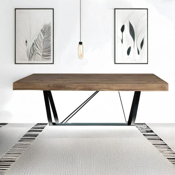 Artekko Julian Καφέ Τραπεζι MDF με Μαύρα Μεταλλικά Πόδια (180x90x73)cm