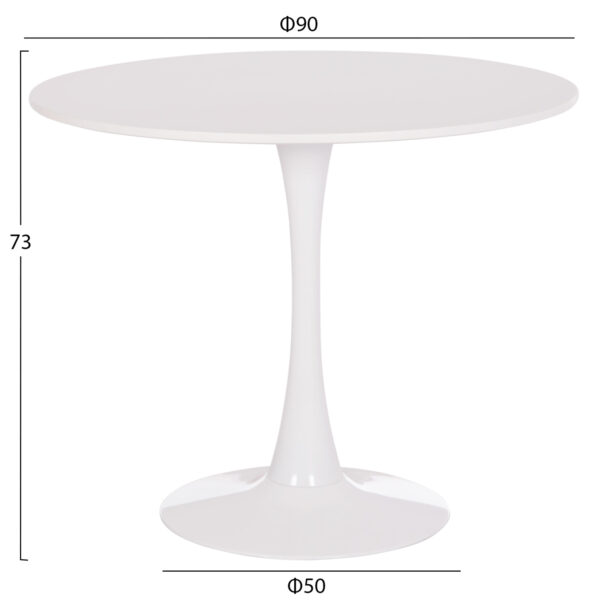 ΤΡΑΠΕΖΙ ΣΤΡΟΓΓΥΛΟ BROLIN HM18141.01 MDF TOP-ΒΑΣΗ ΜΕΤΑΛΛΙΚΗ--ΛΕΥΚΟ Φ90x73Υεκ