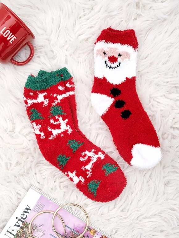 Χριστουγεννιάτικες Χνουδωτές Κάλτσες Happy Santa