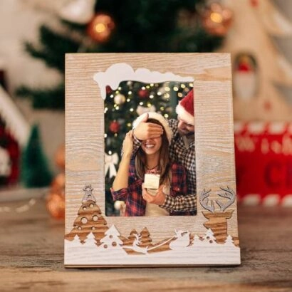Χριστουγεννιάτικη Ξύλινη κορνίζα Christmas Scene