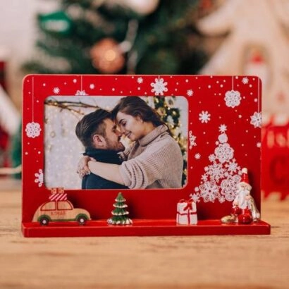 Χριστουγεννιάτικη Ξύλινη κορνίζα Red Christmas