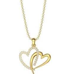 Κολιέ με καρδιές Swarovski απο ασήμι 925 επιχρυσωμένο