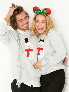 Χριστουγεννιάτικo Φούτερ Σετ για Ζευγάρι Mr & Mrs Snowman