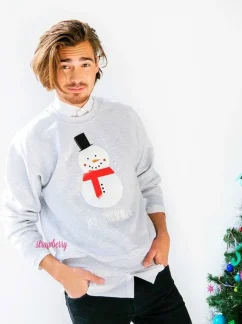 Χριστουγεννιάτικο Φούτερ Ανδρικό Mrs. Snowman Γκρι