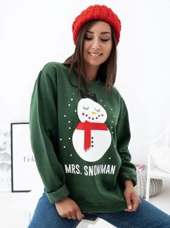 Χριστουγεννιάτικο Φούτερ Γυναικείο Mrs. Snowman Πράσινο
