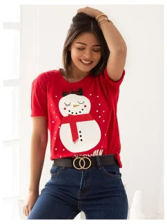 Χριστουγεννιάτικη Μπλούζα Mrs. Snowman Κόκκινο