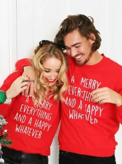 Χριστουγεννιάτικo Φούτερ Σετ για Ζευγάρι Xmas Κόκκινο