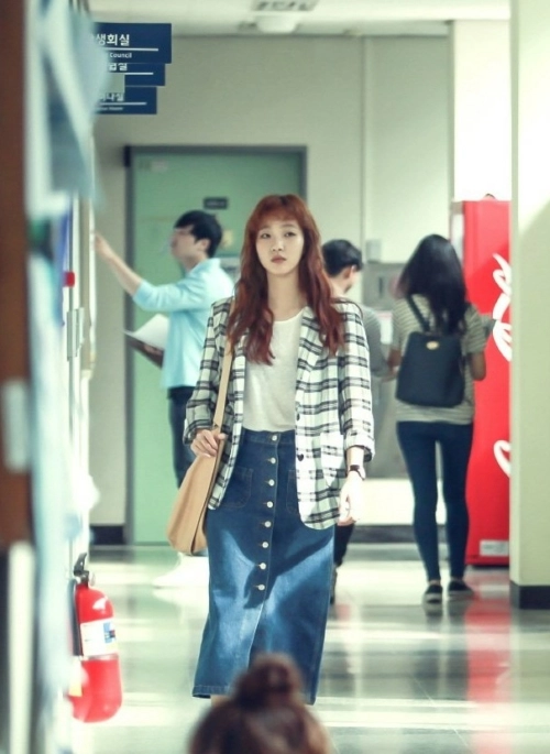 Blue Denim Jeans Skirt | Hong Seol – Cheese in the Trap