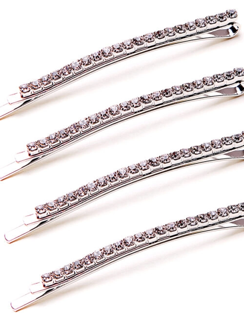 Silver Set of 4 Long Rhinestone Bobby Pins | Jennie – BlackPink