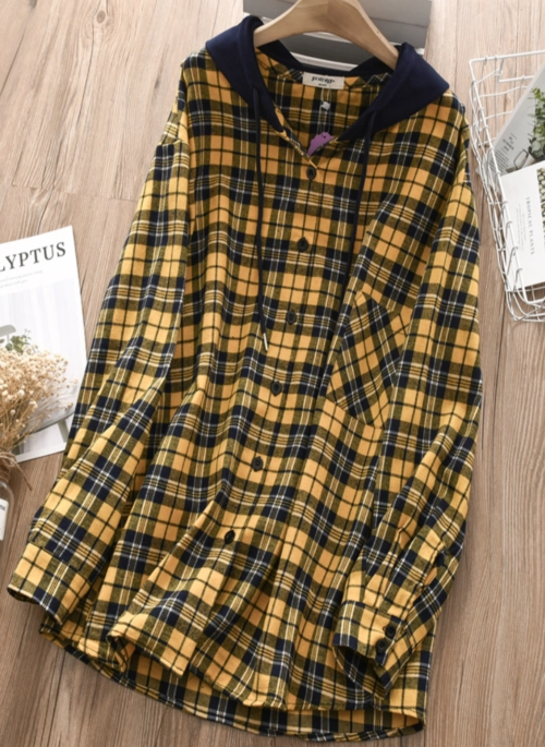 Yellow Hooded Flannel Oversize Jacket | Jeongyeon – Twice