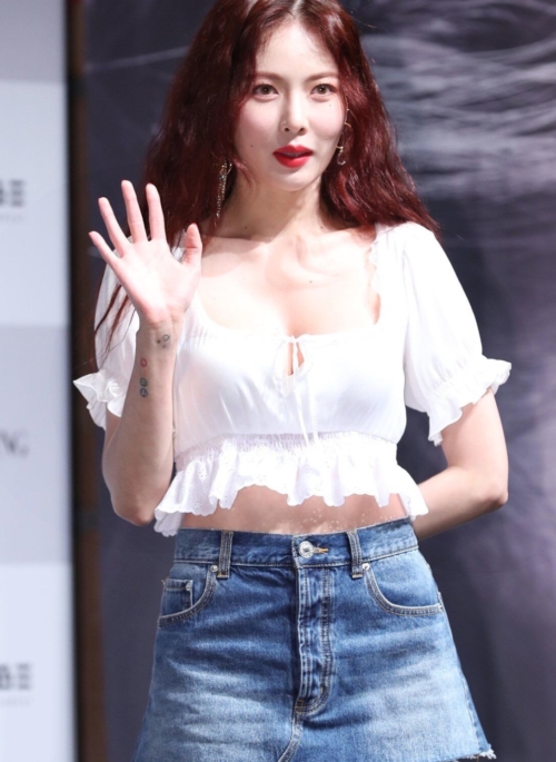 White Ruffled Lace Cropped Top | Hyuna