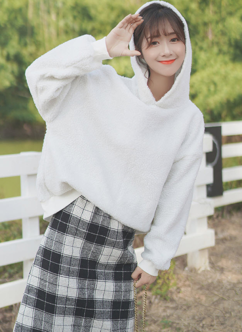 Snow White Loose Wool Hoodie