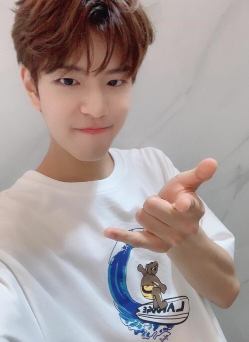 White Surfing Bear Print T-Shirt | Seungmin – Stray Kids