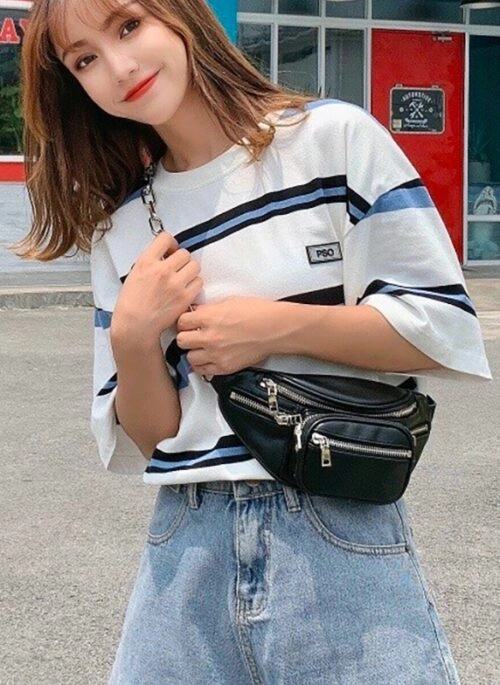 Black Chain Strap Convertible Fanny Pack | Jisoo – Blackpink