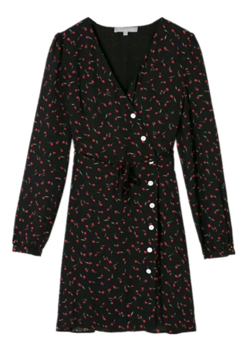 Black Floral Single-Breasted Wrap Dress | Tiffany – Girls Generation