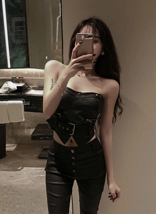 Black Leather Tube Top | Joo Seok Kyung – Penthouse