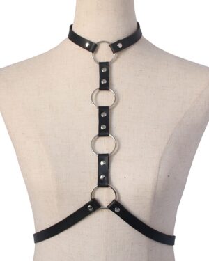 Black Halter Style Harness With Rings | Momo - Twice