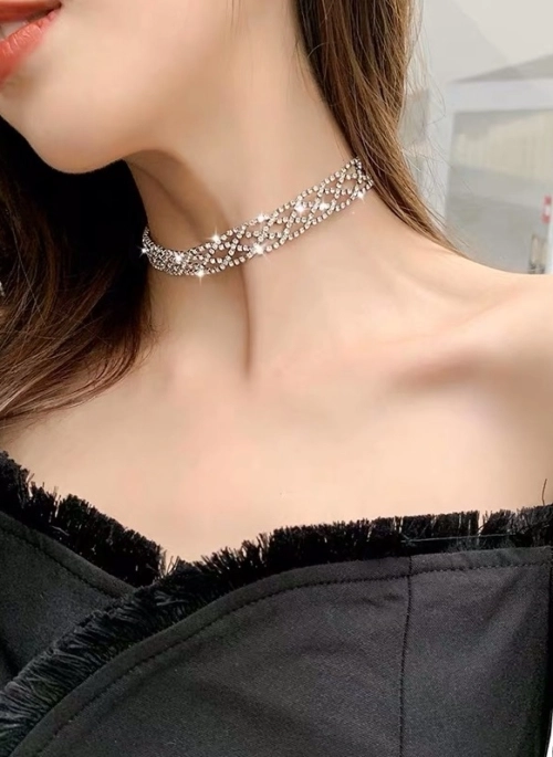 Silver Crystal Studded Choker | IU – Hotel Del Luna