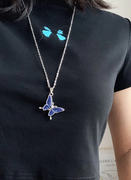 Blue Temperature Butterfly Necklace | Rose – BlackPink