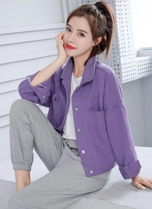 Lilac Denim Short Jacket | Choerry – Loona