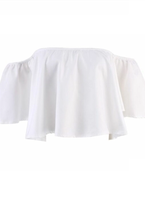 White Off Shoulder Crop Top | Chung Ha