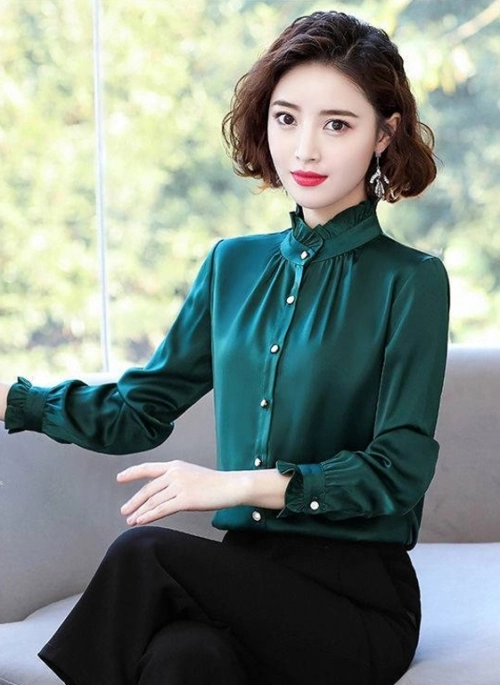 Green Ruffled Collar Blouse | Seo Dan – Crash Landing On You