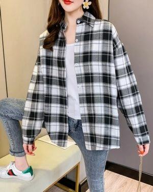 White And Black Plaid Shirt | Taehyun - TXT