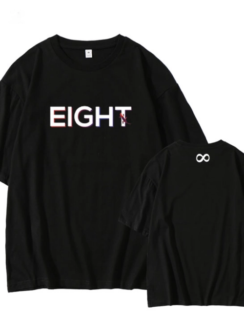 Black “Eight” Word Round Neck T-Shirt | IU