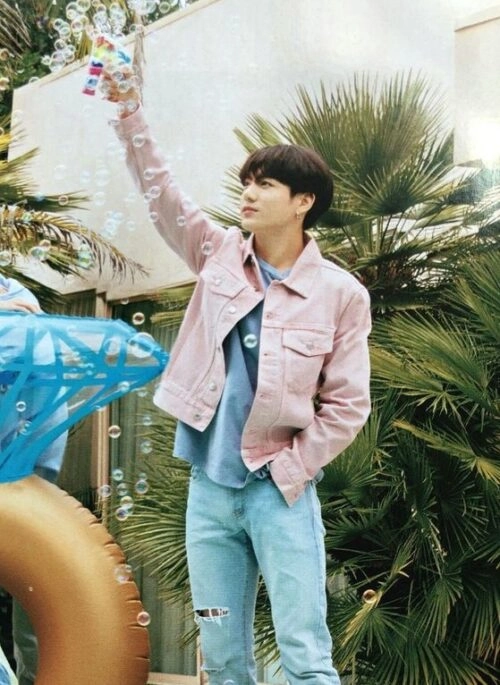 Pink Collared Denim Jacket | Jungkook – BTS