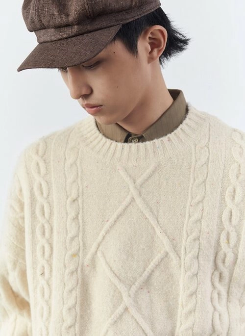 Milky White Rhombus Knitted Sweater | MJ – Astro