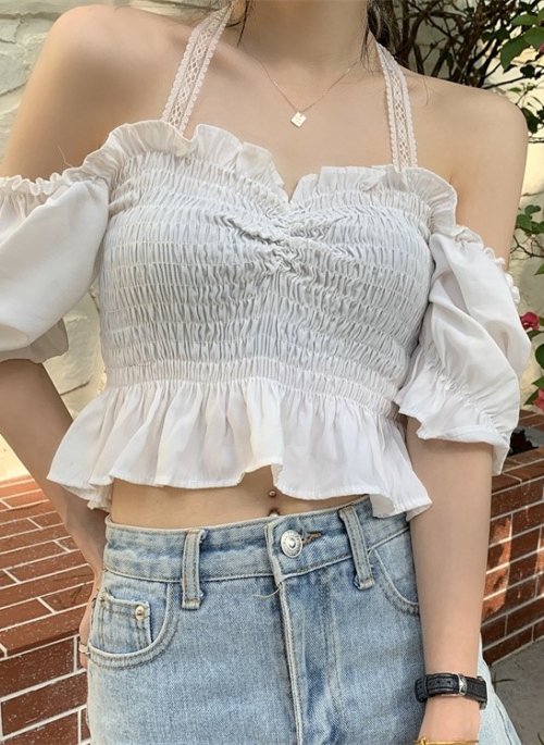 White Halter Off-Shoulder Top | Ningning – Aespa