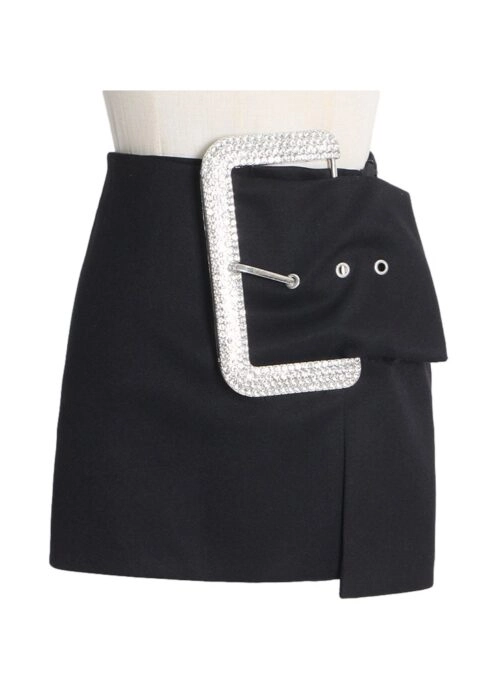 Black Large Buckled Skirt | Karina – Aespa