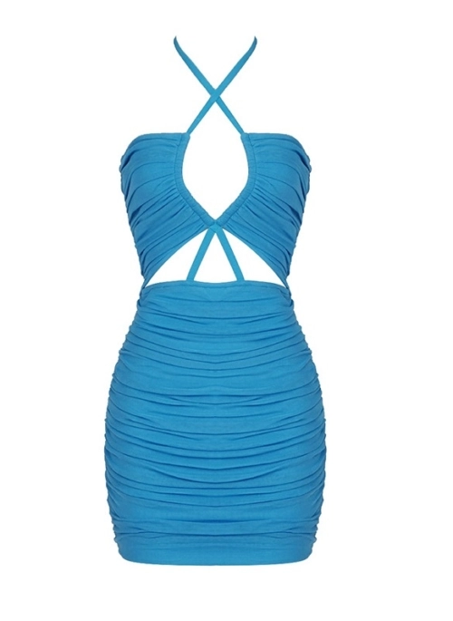 Blue Pleated Halter Dress | Taeyeon – Girls Generation