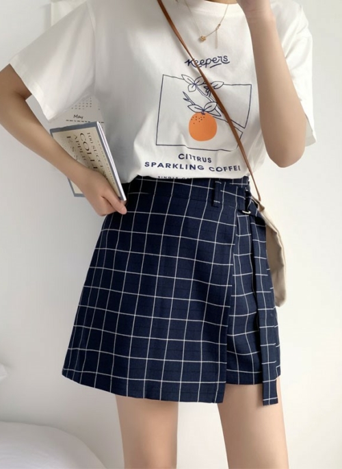 Blue Grid Wrap Skorts | IU