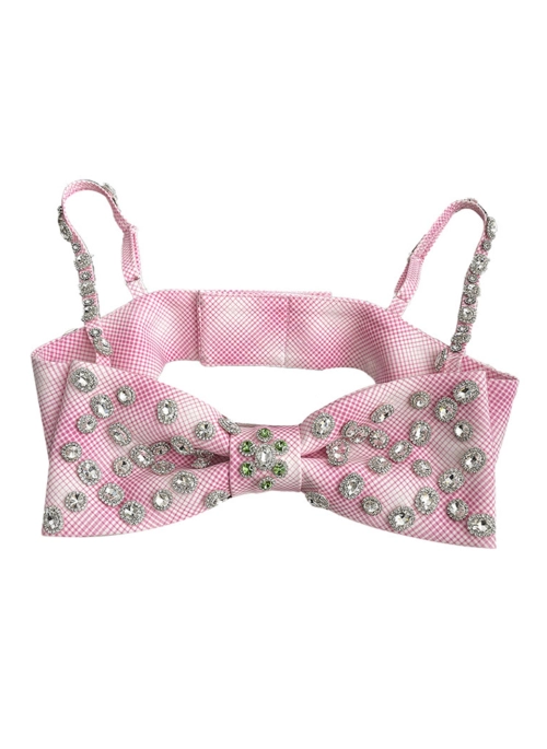 Pink Bow Rhinestone Embellished Top | Somi