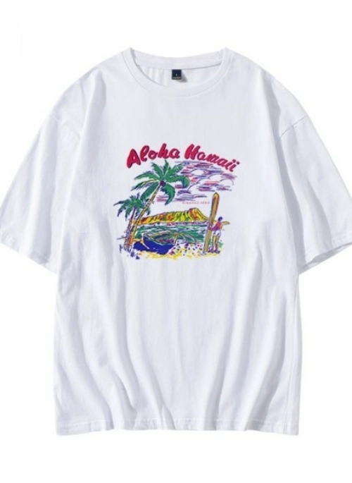 White Aloha Printed T-Shirt | Taehyung – BTS