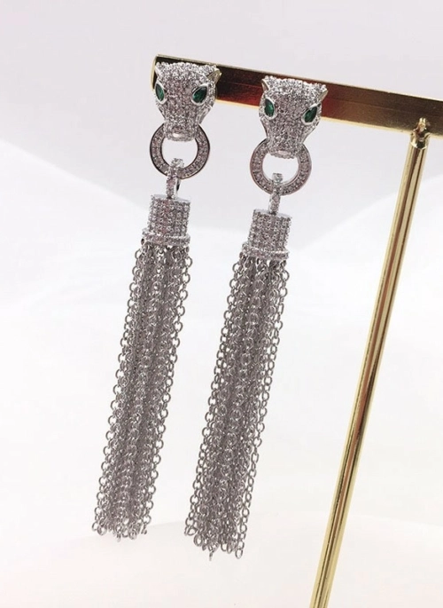 Silver Leopard Tassel Earrings | Taehyung – BTS